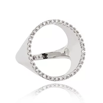 ASTRID&MIYU英國潮流品牌 裸空水鑽圓形戒指 銀色