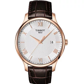 TISSOT 天梭 羅馬王宮經典大三針時尚優質腕錶-玫瑰金+咖啡/42mm-T0636103603800