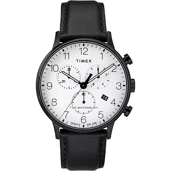 【TIMEX】 天美時 Waterbury系列 經典簡約三眼計時手錶 (白/黑TXTW2R72300)