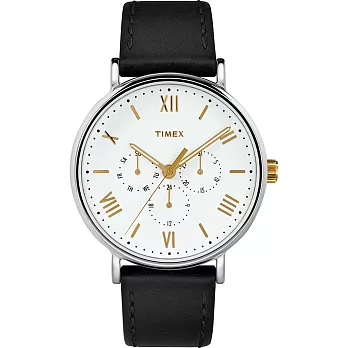 【TIMEX】 天美時 風格系列 羅馬字三眼多功能手錶 (白/黑TXTW2R80500)