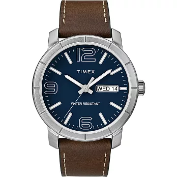 【TIMEX】 天美時 風格系列 經典潮流大數字手錶 (藍/深咖啡色TXTW2R64200)