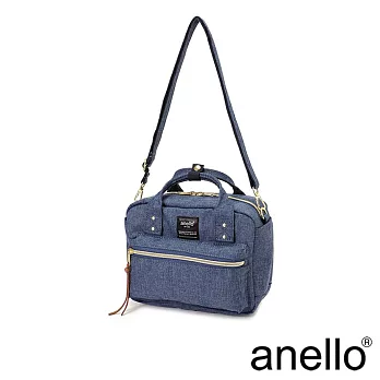 【日本正版anello】獨特混色花紋手提斜背兩用包《淺藍丹寧 DBL》