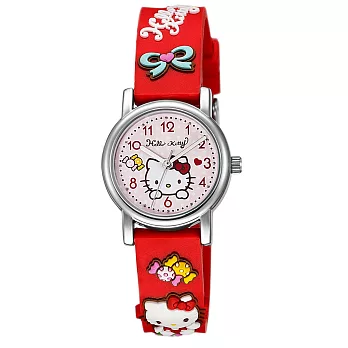 Hello Kitty KT015 甜蜜糖果立體凱蒂貓小錶面矽膠手錶- 紅色