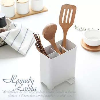 【Homely Zakka】簡單好食光筷匙餐具多格收納霧面PP瀝水排水餐具筒架 -淨白