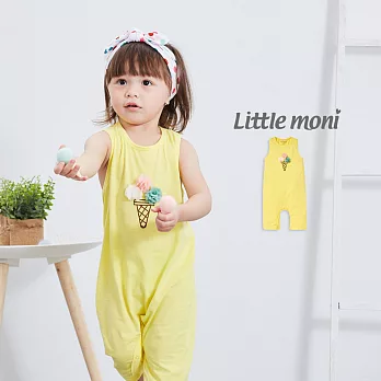 Little moni 立體冰淇淋連身褲70黃色