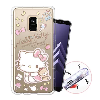 三麗鷗授權 Hello Kitty凱蒂貓 Samsung Galaxy A8(2018) 甜蜜系列彩繪空壓殼(小熊)