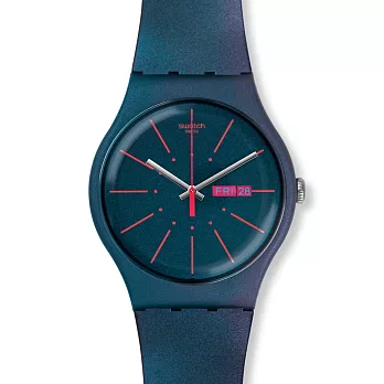 Swatch迷幻藍紫光芒石英腕表 SUON708