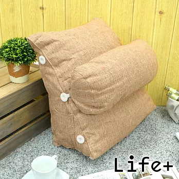 【Life Plus】純色品味 舒壓萬用棉麻靠枕/抱枕/腰靠枕(咖啡)