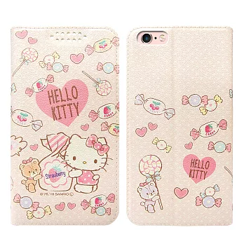 三麗鷗授權Hello Kitty貓iPhone 6s Plus/6 Plus 5.5吋 粉嫩系列彩繪磁力皮套(軟糖) 有吊飾孔