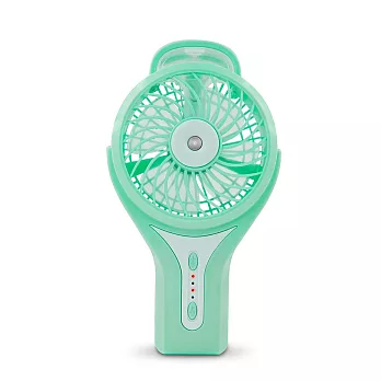 USB可充電式 手持隨身三段變速噴霧小風扇(FAN-36)藍綠