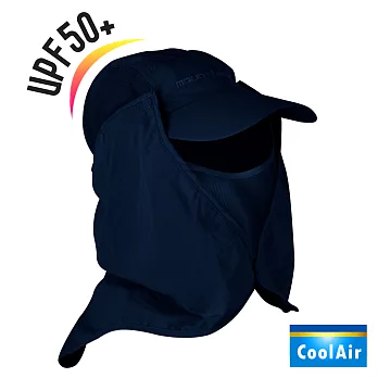 【CoolAir】輕量感防曬抗UV可拆式護頸遮陽帽(深藍)