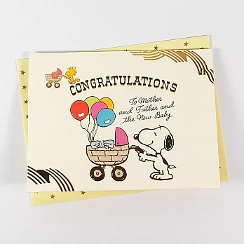 Snoopy 祝賀爸爸媽媽跟新生寶寶快樂【Hallmark-Peanuts™史奴比-立體卡片 寶貝賀喜】
