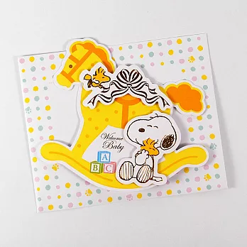 Snoopy 歡迎寶寶木馬搖椅【Hallmark-Peanuts™史奴比-立體卡片 寶貝賀喜】