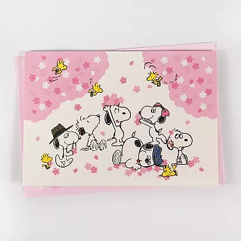 Snoopy 在櫻花樹下好幸福喔【Hallmark-Peanuts™史奴比-立體卡片 恭喜道賀】