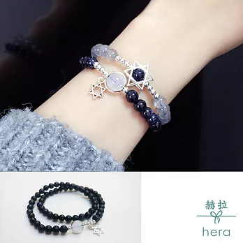 【Hera】赫拉 925純銀天然月光藍砂石星星情侶閨蜜手鍊(4款)月光石圓球