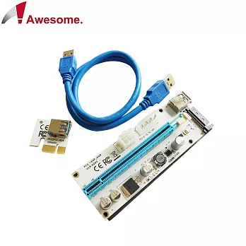 Awesome 採礦機專用PCIe x1轉PCIe x16 USB3.0介面轉接卡－PCIE164P-N08 008S