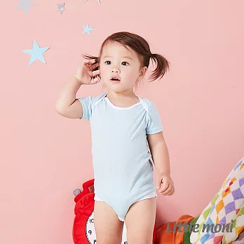 Little moni 涼感系列點點印圖短袖包屁衣70亮天藍