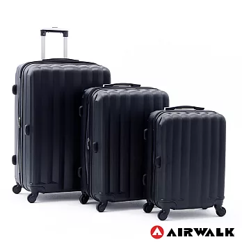 AIRWALK - 海岸線系列BoBo經濟款ABS硬殼拉鍊20+24+28吋三件組行李箱-共3色黑水黑