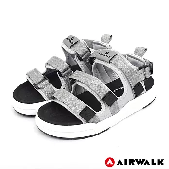 【美國 AIRWALK】魔鬼氈增高二穿式涼鞋US8銀色