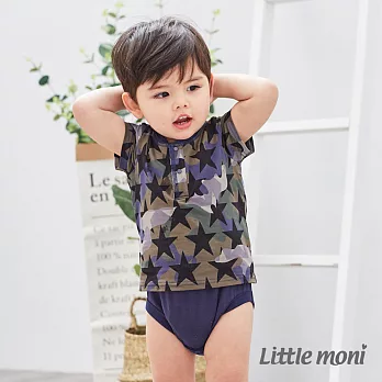 Little moni 迷彩短袖包屁衣70軍綠