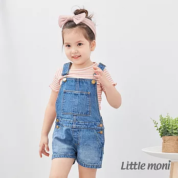 Little moni 牛仔連身短褲80亮天藍