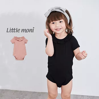 Little moni 素面荷葉領包屁衣70粉紅