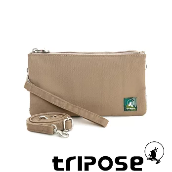 tripose 漫遊系列岩紋簡約微旅手拿/側肩包 駝色