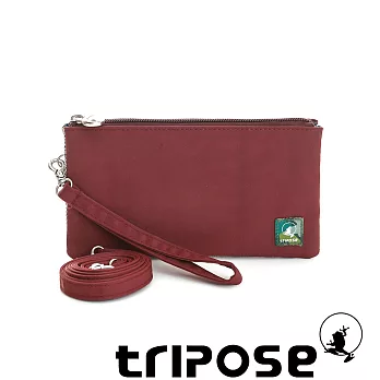 tripose 漫遊系列岩紋簡約微旅手拿/側肩包 酒紅色