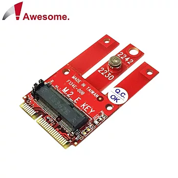 Awesome PCIe & USB M.2 Wireless模組轉mPCIe轉接卡－AWD-DT-134E