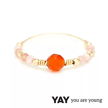 YAY You Are Young 法國品牌 Cleo 玫瑰粉玉石戒指 雙色款 金色S