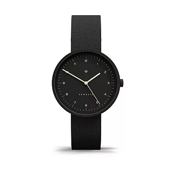 Newgate-DRUMLINE-經典數字-紳士黑-皮革錶帶-40mm