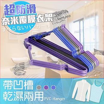 Incare不鏽鋼覆膜奈米防滑衣架-100入組紫