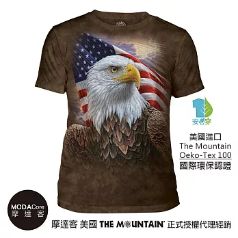 【摩達客】美國The Mountain都會系列 國旗獨立鷹 藝術中性修身短袖T恤 個性時尚柔軟舒適高級混紡-預購成人版S(台版M)