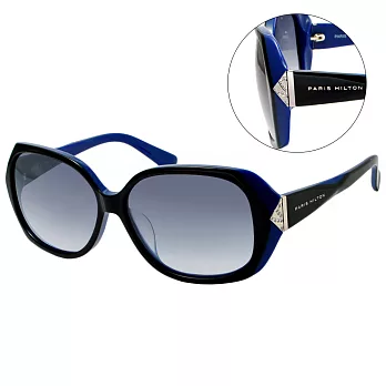 【PARIS HILTON 派瑞絲希爾頓】時尚奢華太陽眼鏡-黑藍雙色框漸層藍鏡面(#PH6554A)