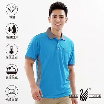 【遊遍天下】MIT台灣製男款抗UV涼爽吸濕排汗機能POLO衫(S138)XL中藍
