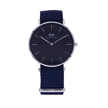 DW Daniel Wellington 經典中的珍貴收藏時尚優質腕錶-藍色帆布+銀殼/36mm-DW00100282