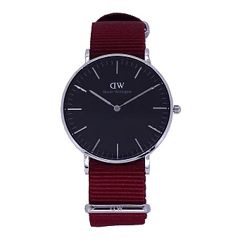 DW Daniel Wellington 經典中的珍貴收藏時尚優質腕錶-紅色帆布+銀殼/40mm-DW00100270