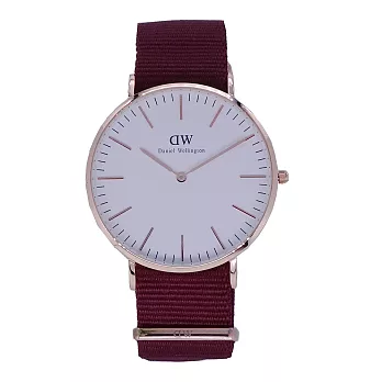 DW Daniel Wellington 經典中的珍貴收藏時尚優質腕錶-紅色帆布+金殼/40mm-DW00100267