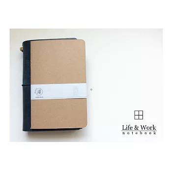 【黑濯文坊】Life & Work 真皮皮革手帳筆記本 (B6 slim) -巴川紙內頁本-方格(三本)