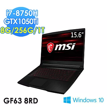 msi微星 GF63 8RD-009TW 15.6吋 i7-8750H GTX1050Ti WIN10電競筆電