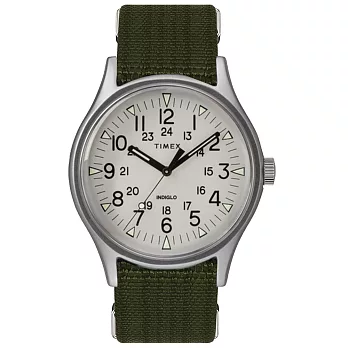 【TIMEX】天美時 MK1 潮流軍錶(銀面/銀綠條紋 TXTW2R80900)