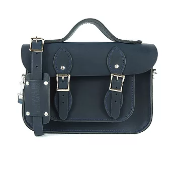 【The Leather Satchel Co.】11吋 英國手工牛皮劍橋包 手提包 肩背 側背包 多功能兩用包 精湛工藝 新款磁釦設計方便開啟(霧墨深藍)