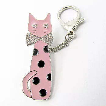 【U】noafamily - J415PK 領結貓夾式鑰匙圈粉紅色