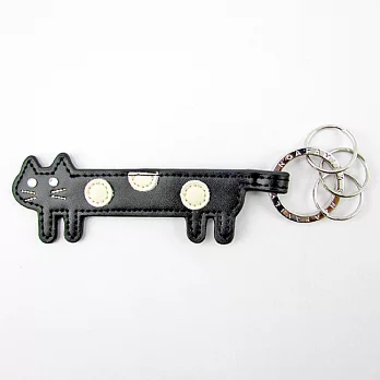 【U】noafamily - J436BK 斑紋貓皮質鑰匙圈 - 黑色黑色