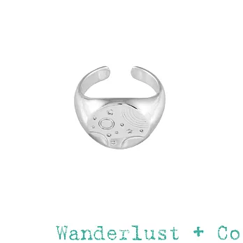 Wanderlust+Co 澳澳洲品牌 古典銀河星球戒指 銀色可調式圓形戒指 INES