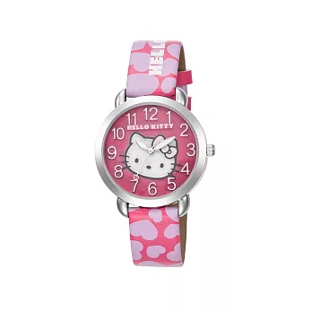 【HELLO KITTY】凱蒂貓 繽紛愛心立體貓頭手錶(桃粉紫/桃紅面 LK689LWRR)