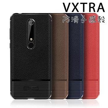 VXTRA 全新 Nokia 6 (2018)/Nokia 6.1防滑手感皮紋 軟性手機殼純黑
