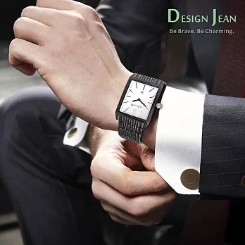 【Design Jean】城市風格黑白方框情侶對錶(SHG0023-1+SHL0023-1)
