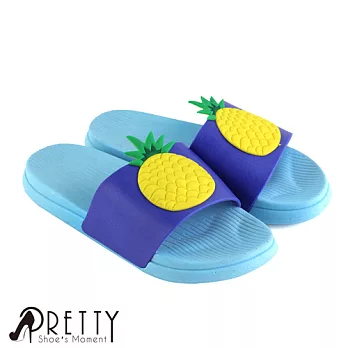 【Pretty】盛夏享艷撞色水果防水萬用拖鞋EU36淺藍色