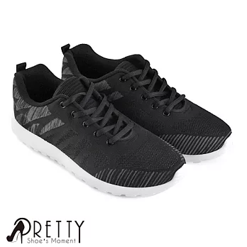 【Pretty】情侶款混色針織網布休閒男鞋JP25.5黑色